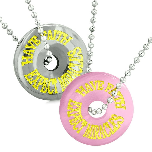 Amulets Will Always Love You Forever Love Couples or Best Friends Donuts Lucky Coin Hematite Necklaces 